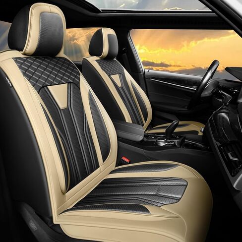 Car Seat Covers Fit for Hyundai Elantra 2017-2024 2025，Premium Leather Seat Covers | Waterproof | Breathable & Scratch-Resistant，All Weather Car Seat Cushion Protector(Full Set, All Black) in Kuwait