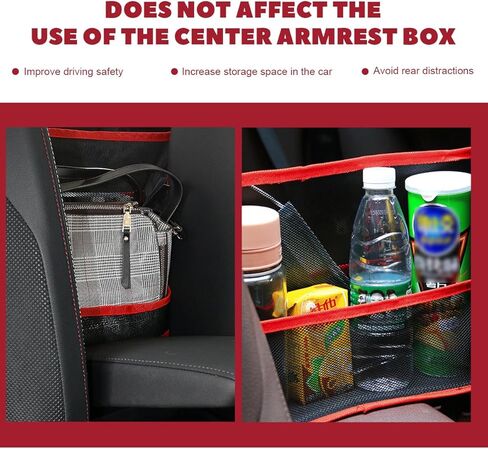 Car Net Pocket Handbag Holder, Driver Storage Netting Pouch Between Seats, Large Capacity Seat Back Organizer Mesh Pocket for Purses and Bags, Auto Backseat Pet Kids Barrier (Black) in Saudi Arabia