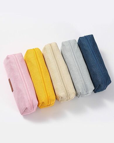 Pink Cotton-Linen Pencil Case, Multi-Functional Pencil Holder Stationery Pouch for Office and Travel in Saudi Arabia