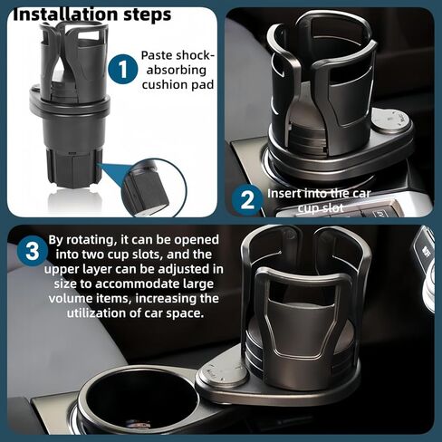 2-in-1 Car Cup Holder Adapter, Multifunctional Front seat Adjustable Cup and Beverage Holder, Compatible with car Circular Cup Slots in Saudi Arabia
