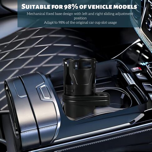 2-in-1 Car Cup Holder Adapter, Multifunctional Front seat Adjustable Cup and Beverage Holder, Compatible with car Circular Cup Slots in Saudi Arabia