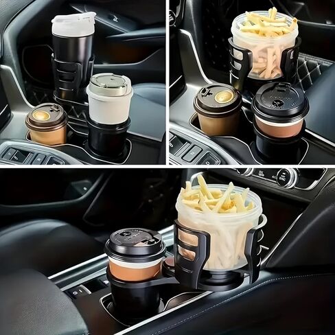 2-in-1 Car Cup Holder Adapter, Multifunctional Front seat Adjustable Cup and Beverage Holder, Compatible with car Circular Cup Slots in Saudi Arabia