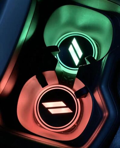 2PCS Rechargeable Ambient Led Light Car Cup Holder Coaster Decal with LDR and Accelerometer 2.7" for Dodge Charger Challenger Durango Dart R/T SRT for Jeep/Chrysler in Saudi Arabia