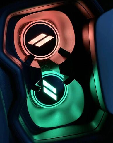 2PCS Rechargeable Ambient Led Light Car Cup Holder Coaster Decal with LDR and Accelerometer 2.7" for Dodge Charger Challenger Durango Dart R/T SRT for Jeep/Chrysler in Saudi Arabia