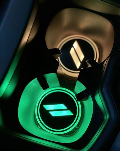 2PCS Rechargeable Ambient Led Light Car Cup Holder Coaster Decal with LDR and Accelerometer 2.7" for Dodge Charger Challenger Durango Dart R/T SRT for Jeep/Chrysler in Saudi Arabia