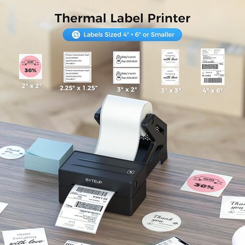 Bluetooth Thermal Shipping Label Printer, Wireless 4x6 Shipping Label Printer for Small Business, Support iOS, Android, Windows and Mac, Compatible with Amazon, Ebay, Shopify, Etsy, USPS. in Saudi Arabia
