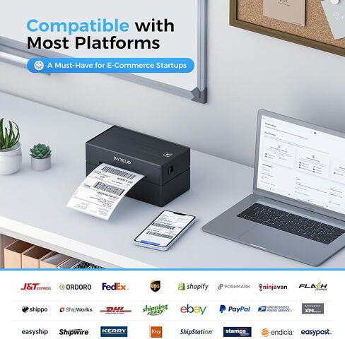 Bluetooth Thermal Shipping Label Printer, Wireless 4x6 Shipping Label Printer for Small Business, Support iOS, Android, Windows and Mac, Compatible with Amazon, Ebay, Shopify, Etsy, USPS. in Saudi Arabia