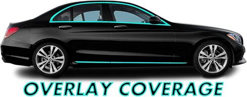 SlickMod Chrome Delete Blackout Vinyl Overlay for 2015-2021 Mercedes C Class Window & Door Trim (Full Side Kit, Gloss Black) in Saudi Arabia