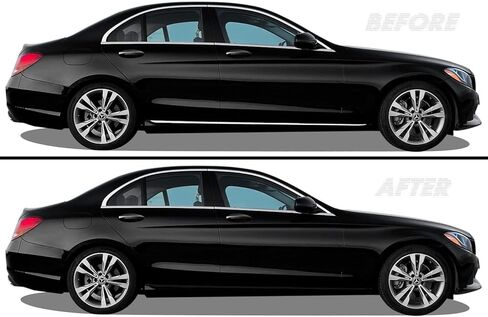 SlickMod Chrome Delete Blackout Vinyl Overlay for 2015-2021 Mercedes C Class Window & Door Trim (Full Side Kit, Gloss Black) in Saudi Arabia