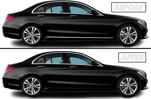 SlickMod Chrome Delete Blackout Vinyl Overlay for 2015-2021 Mercedes C Class Window & Door Trim (Full Side Kit, Gloss Black) in Saudi Arabia