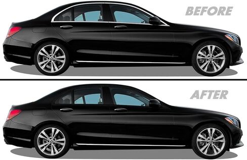 SlickMod Chrome Delete Blackout Vinyl Overlay for 2015-2021 Mercedes C Class Window & Door Trim (Full Side Kit, Gloss Black) in Saudi Arabia