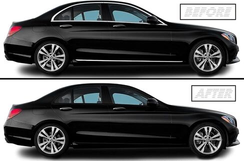 SlickMod Chrome Delete Blackout Vinyl Overlay for 2015-2021 Mercedes C Class Window & Door Trim (Full Side Kit, Gloss Black) in Saudi Arabia