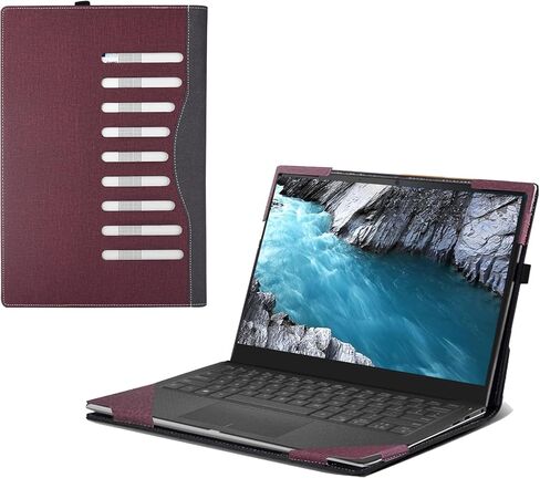 حافظة كمبيوتر محمول لجهاز Dell XPS 7390 13 كمبيوتر محمول مقاس 13 بوصة، حافظة شاملة من جلد البولي يوريثان بغطاء جيب داخلي (أزرق داكن) in Kuwait
