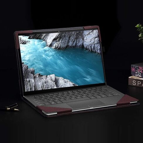 حافظة كمبيوتر محمول لجهاز Dell XPS 7390 13 كمبيوتر محمول مقاس 13 بوصة، حافظة شاملة من جلد البولي يوريثان بغطاء جيب داخلي (أزرق داكن) in Kuwait