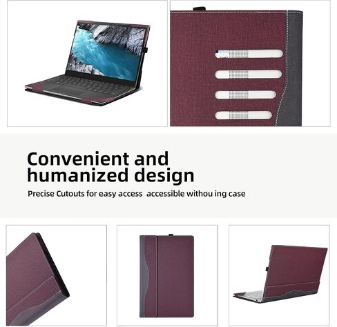 حافظة كمبيوتر محمول لجهاز Dell XPS 7390 13 كمبيوتر محمول مقاس 13 بوصة، حافظة شاملة من جلد البولي يوريثان بغطاء جيب داخلي (أزرق داكن) in Kuwait