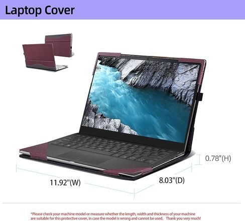 حافظة كمبيوتر محمول لجهاز Dell XPS 7390 13 كمبيوتر محمول مقاس 13 بوصة، حافظة شاملة من جلد البولي يوريثان بغطاء جيب داخلي (أزرق داكن) in Kuwait