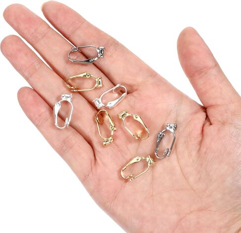 Clip-on Earring Converter and Silicone Earring Pads, 12 Pieces Non-Pierced Earrings Clips, Convert Pierced Earrings to Clip-on, Components Findings with Post for None Pierced Ears, Silver Gold Steel in Saudi Arabia