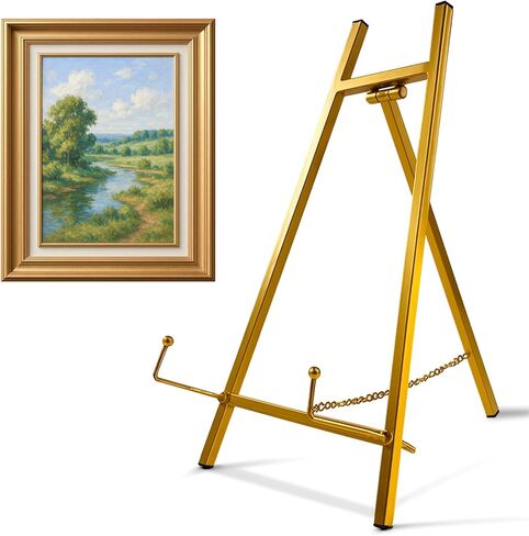 Falling in Art Metal Easel Stand, 16.5" Table Top Easel Stand for Display, Tripod Mirror Plate Stand Holder for Photos, Books and Wedding Signs, Black in Saudi Arabia