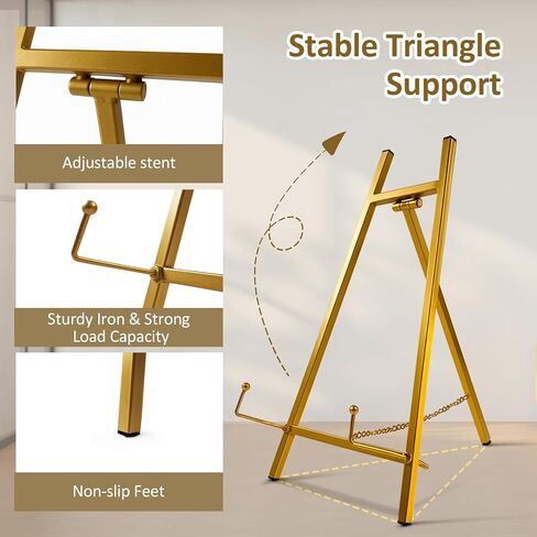 Falling in Art Metal Easel Stand, 16.5" Table Top Easel Stand for Display, Tripod Mirror Plate Stand Holder for Photos, Books and Wedding Signs, Black in Saudi Arabia