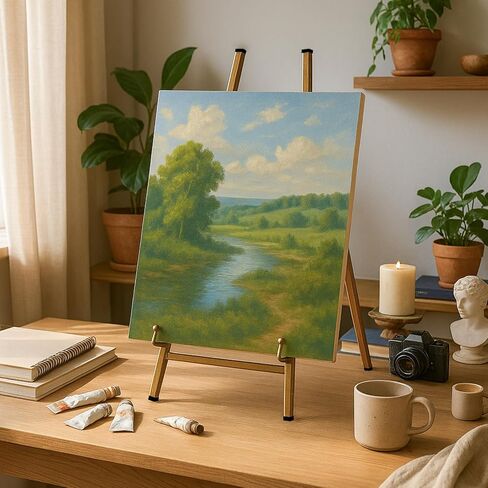 Falling in Art Metal Easel Stand, 16.5" Table Top Easel Stand for Display, Tripod Mirror Plate Stand Holder for Photos, Books and Wedding Signs, Black in Saudi Arabia