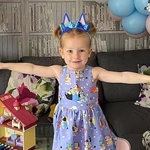 Blue Dog Ears Headbands For Girls, 1Pcs Cat Ear Headband Halloween Birthday Party Supplies Hair Accessories (Blue) in Kuwait