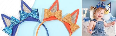 Blue Dog Ears Headbands For Girls, 1Pcs Cat Ear Headband Halloween Birthday Party Supplies Hair Accessories (Blue) in Kuwait