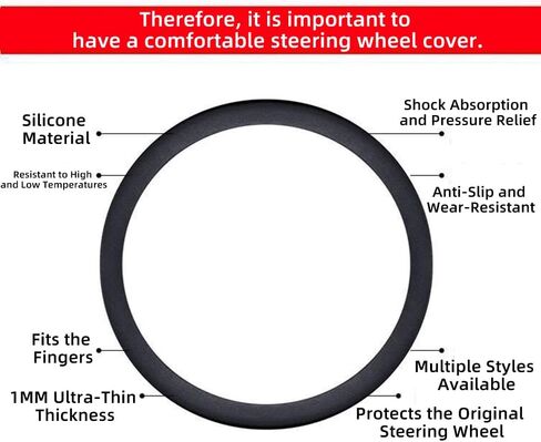 Steering Wheel Cover, Silicone Leather Non-Slip & Breathable, Universal Fit for Car SUV Truck, Easy to Install, Secure Grip in Saudi Arabia