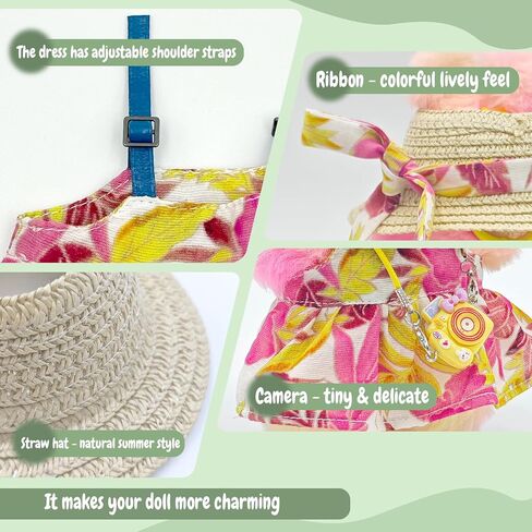 Cute 17cm Doll Clothes Set 4Pcs Kawaii Dresses with Free Hat, Camera, Silk Scarf, and Pendant Accessories（NO Doll） in Saudi Arabia
