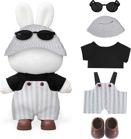 17cm Doll Clothes& Accessories (No Doll), Outfit Set with 3-Piece, Pink Hooded Jumpsuit, Sunglasses& Canvas Shoes in Saudi Arabia