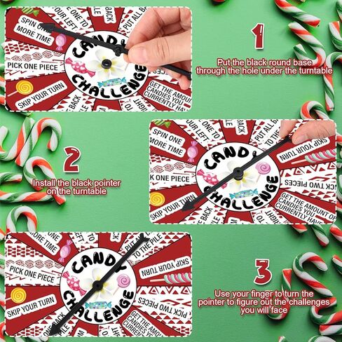 Soulchen Candy Challenge Game Spinner عيد الميلاد لوازم حفلات الشتاء عطلة مهرجان لعبة الكرتون تحت عنوان حفلة عيد ميلاد تفضل الديكور للبنين الفتيات في سن المراهقة الأسرة الكبار (قصب الحلوى) in Kuwait