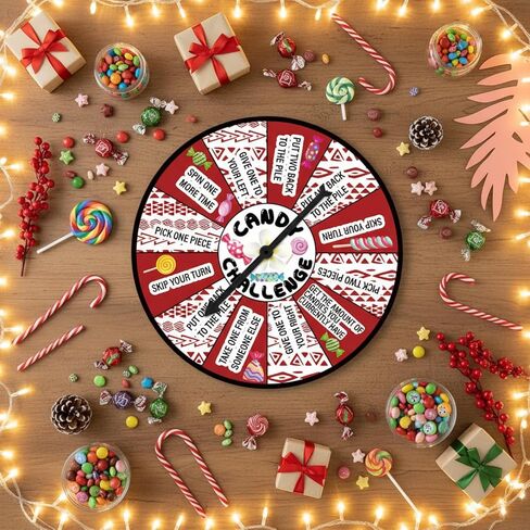 Soulchen Candy Challenge Game Spinner عيد الميلاد لوازم حفلات الشتاء عطلة مهرجان لعبة الكرتون تحت عنوان حفلة عيد ميلاد تفضل الديكور للبنين الفتيات في سن المراهقة الأسرة الكبار (قصب الحلوى) in Kuwait