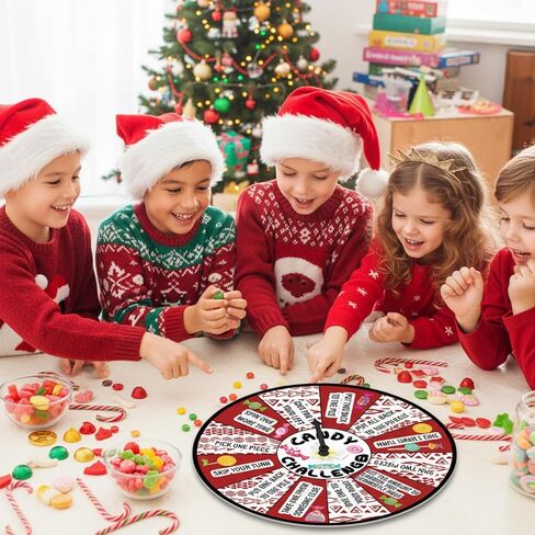 Soulchen Candy Challenge Game Spinner عيد الميلاد لوازم حفلات الشتاء عطلة مهرجان لعبة الكرتون تحت عنوان حفلة عيد ميلاد تفضل الديكور للبنين الفتيات في سن المراهقة الأسرة الكبار (قصب الحلوى) in Kuwait