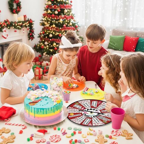 Soulchen Candy Challenge Game Spinner عيد الميلاد لوازم حفلات الشتاء عطلة مهرجان لعبة الكرتون تحت عنوان حفلة عيد ميلاد تفضل الديكور للبنين الفتيات في سن المراهقة الأسرة الكبار (قصب الحلوى) in Kuwait