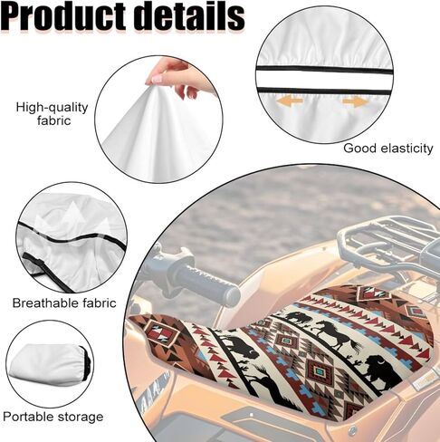 غطاء مقعد Doojoayie Eagle ATV - غطاء مقعد مقاوم للماء ذو ​​4 عجلات متوافق مع Sportsman 570 450 850، Polaris Scrambler 400 500 850 1000، Honda Rancher 420 in Kuwait