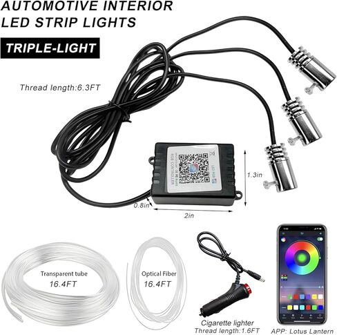 Interior Car LED Strip Lights with APP Control, RGB Ambient Lighting Kit with 118 inches Fiber Optic, 16 Million Colors Neon Strip USB Music Sync Atmosphere LED for Vehicles in Saudi Arabia