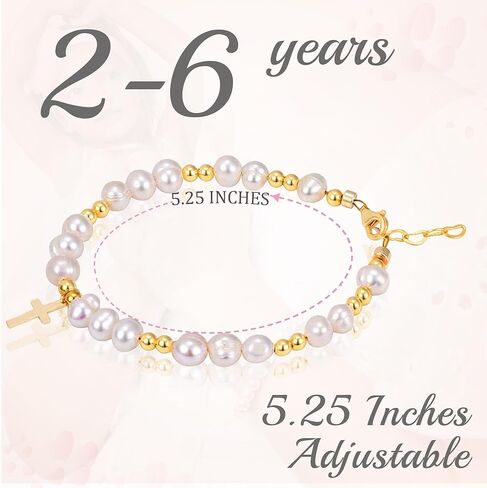 Baby Crystals 14K Gold Plated Beads, Cultured Freshwater Pearls, Beaded Bracelets for Girls, Baby Girl Keepsake Bracelet, 1st Birthday Girl gifts, Baby Shower Gifts in Saudi Arabia