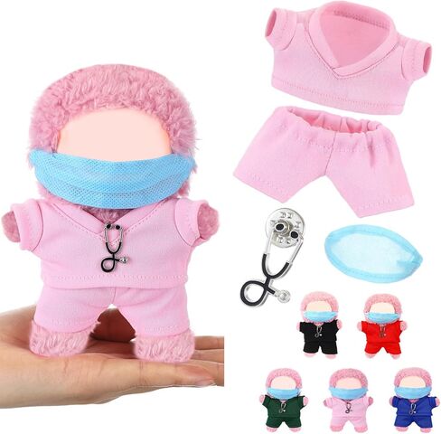 17cm Doll Clothes Doctor Nurse Scrubs Outfit Set for 17cm Dolls with Mini Mask Stethoscope Cute Nurse Uniform with Accessories Gift for DIY Dress-up Lovers & Collectors(Pink) in Saudi Arabia