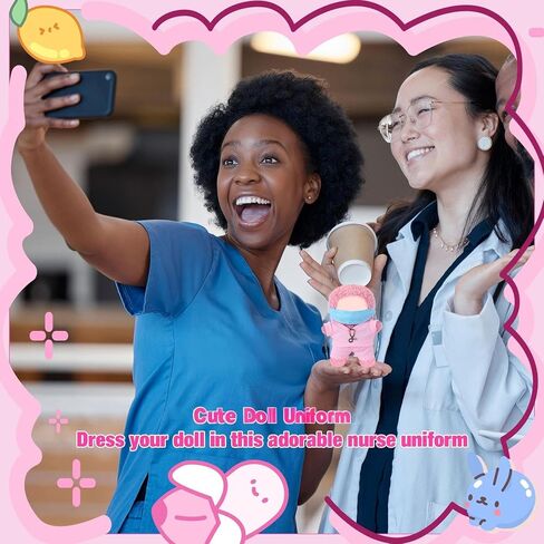 17cm Doll Clothes Doctor Nurse Scrubs Outfit Set for 17cm Dolls with Mini Mask Stethoscope Cute Nurse Uniform with Accessories Gift for DIY Dress-up Lovers & Collectors(Pink) in Saudi Arabia