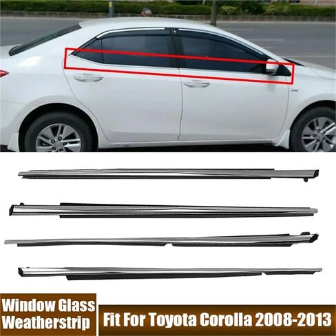 Car Accessories 4Pcs/Set Door Window Glass Weatherstrip Trim Fit for 2008-2013 Waterproof Car Door Rubber Seals(4Pcs-Chrome) in Saudi Arabia