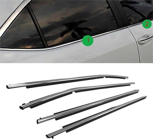 Car Accessories 4Pcs/Set Door Window Glass Weatherstrip Trim Fit for 2008-2013 Waterproof Car Door Rubber Seals(4Pcs-Chrome) in Saudi Arabia