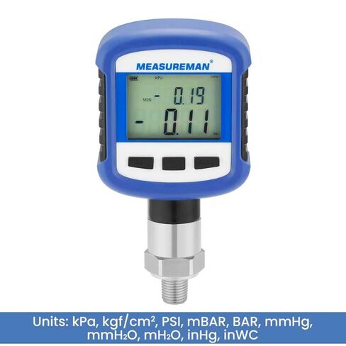 MEASUREMAN Digital Industrial Pressure Gauge 0-100psi，0.2% FS，M20*1.5，G1/4 Lower，Stainless Steel Case and Connection，Battery Powered, with LED Light in Saudi Arabia