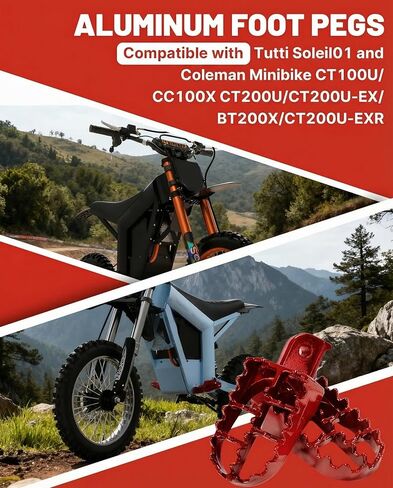 Dirt Bike Foot Pegs for Tuttio Soleil01, Aluminum E-bike Pegs for Coleman Minibike CT200U/CT200U-EX/BT200X/CT200U-EXR, Electric Bike Accessories Replacement Parts for Tutti, Black in Saudi Arabia