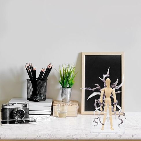 Baluue Action Figure Stand with Model Clear Toy Doll Holder Figurine Model Display Rack（Yellow in Saudi Arabia
