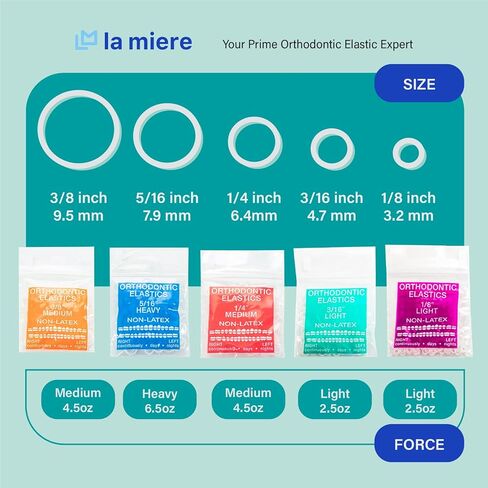 LA MIERE Non Latex 300 pcs 3/16inch Medium Intraoral Elastic Bands, Orthodontic Elastics non- Latex Dental Rubber Bands Made in USA (3/16inch 4.7mm, Medium 4.5oz) in Saudi Arabia