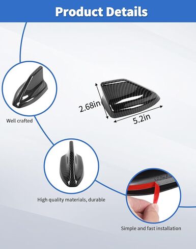Carbon Fiber Shark Fin Shape Roof Antenna Cover Decor Trim for Ford Mustang 2024+ in Saudi Arabia