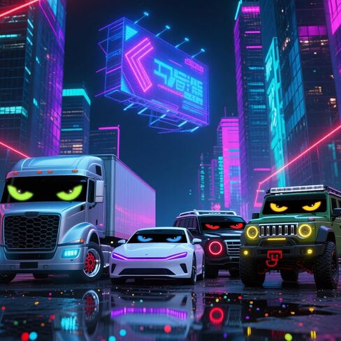 2 Pack Devil's Eye 23.4"x4.7" Led Eyes Animated for Car Windshield, Trylightride Programmable Scrolling Sign for Cars/SUVs/Trucks, Ojos Led Para Carro, USB Powered LED Matrix Panel, Remote/App Control in Saudi Arabia