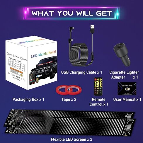 2 Pack Devil's Eye 23.4"x4.7" Led Eyes Animated for Car Windshield, Trylightride Programmable Scrolling Sign for Cars/SUVs/Trucks, Ojos Led Para Carro, USB Powered LED Matrix Panel, Remote/App Control in Saudi Arabia