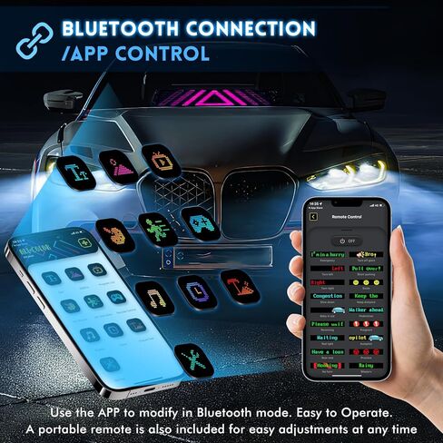 قطعتان من أضواء عيون الشيطان للسيارات، عيون LED قابلة للبرمجة مقاس 23.62 × 4.72 بوصة للزجاج الأمامي للسيارة/الشاحنة، لوحة شاشة عرض LED مرنة لنافذة السيارة، شاشة ناعمة لمصباح العين الديناميكي الذكي الملون in Kuwait