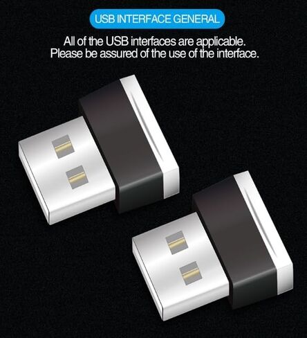 4 عبوات USB LED للسيارة، إضاءة ليلية مزخرفة تعمل بمنفذ USB، طقم جو تلقائي سهل التركيب، مناسب لمعظم المركبات (أزرق ثلجي) in Saudi Arabia
