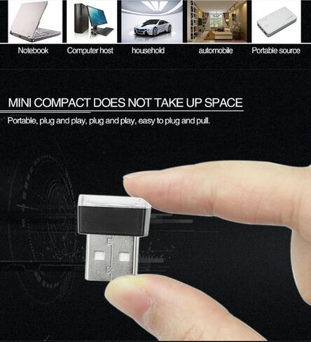 4 عبوات USB LED للسيارة، إضاءة ليلية مزخرفة تعمل بمنفذ USB، طقم جو تلقائي سهل التركيب، مناسب لمعظم المركبات (أزرق ثلجي) in Saudi Arabia